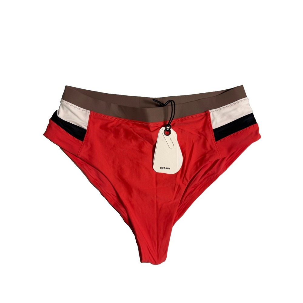 Prana Baja Bound High Rise Swim Bottom Women's‎ Large Rose Fire Colorblock NWT